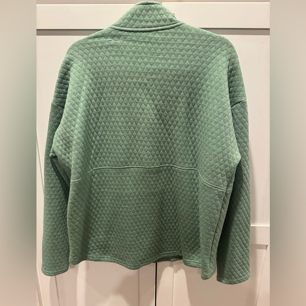 NWOT EDDIE BAUER Quilted Sweater 1/2 zip pull over front pockets Size XL GREEN - Picture 4 of 6